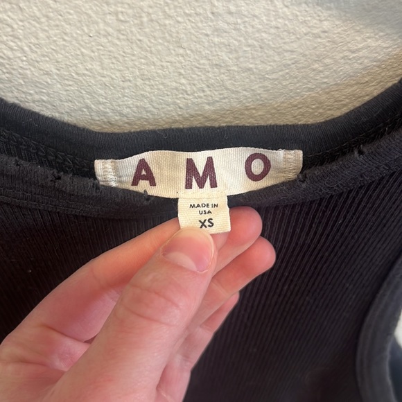 AMO Crop Rib Muscle Tank Top - Picture 2 of 2